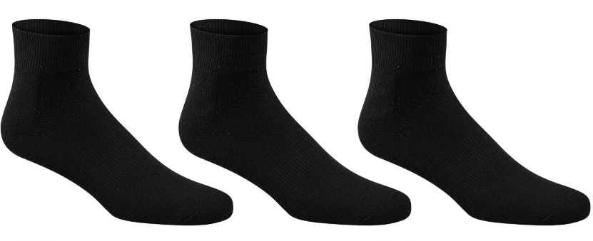 SOF SOLE Recycled Quarter 3 pairs Black