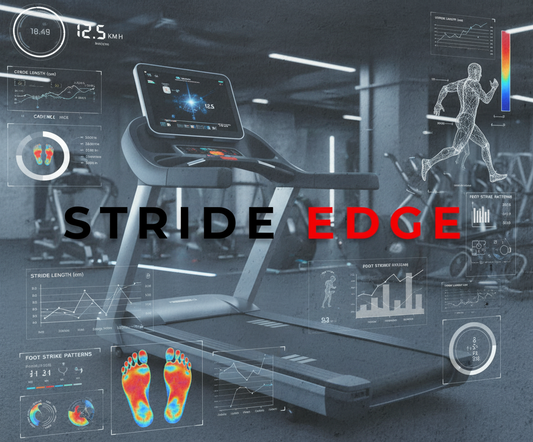 Gym pic with treadmill with science and gaits stats overlay