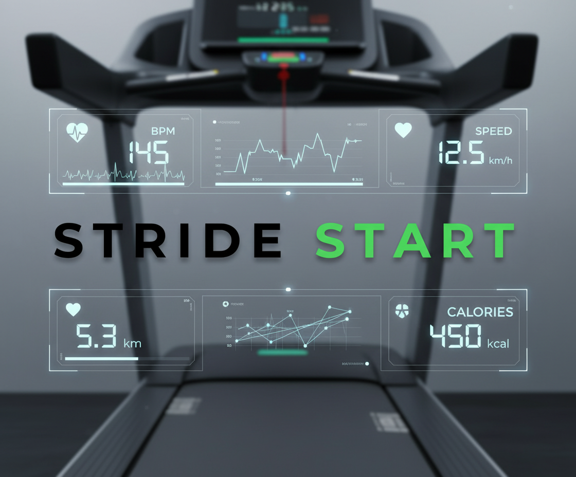 Text 'STRIDE START' on a textured gray background