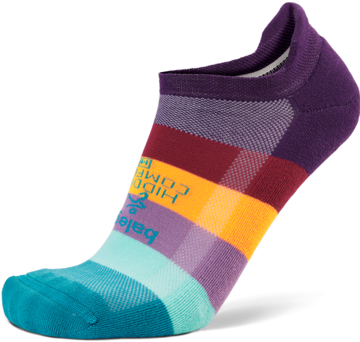 Colorful sock with brand logo on a white background