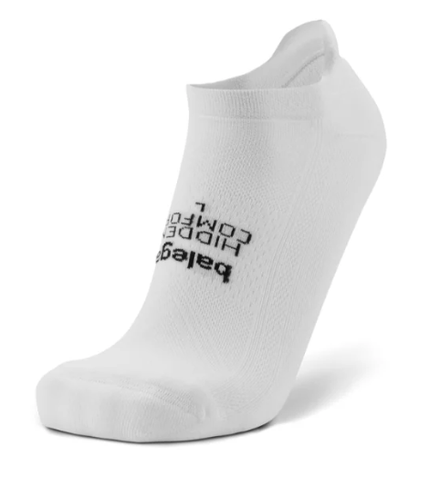 White ankle sock with text on a white background