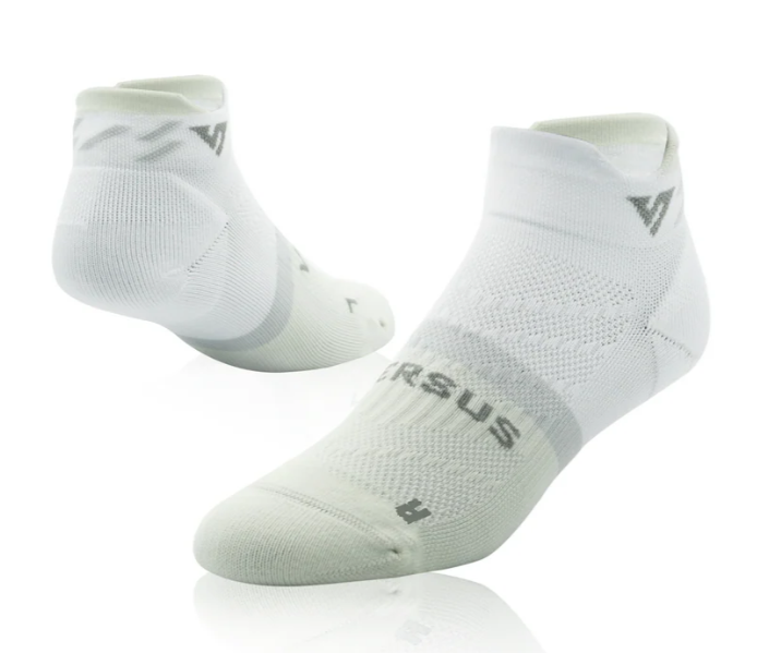 White socks with 'Versus' branding on a white background